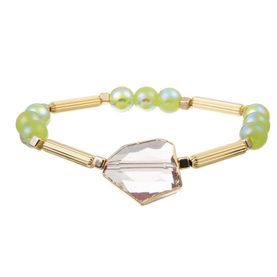 Clear Crystal Charm Women'S Adjustable Bracelet With Gold Edge Metal Bar