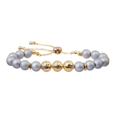 Leopard Print Round Beads With Gold Metal Beads Bracelet Adjustable Girl Gift