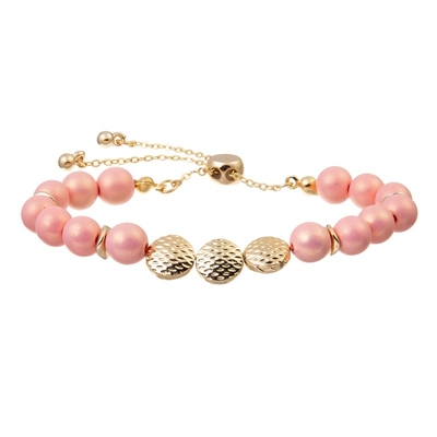 Leopard Print Round Beads With Gold Metal Beads Bracelet Adjustable Girl Gift