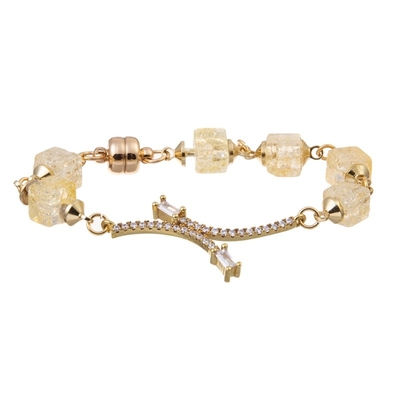 White Crystal Beaded 6.5&quot; Adjustable Beaded Bracelet Set Gift For Her