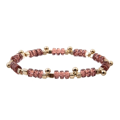 Gold Bean Charms With Multi Color Beads Elastic Bracelet For Brithday Gift