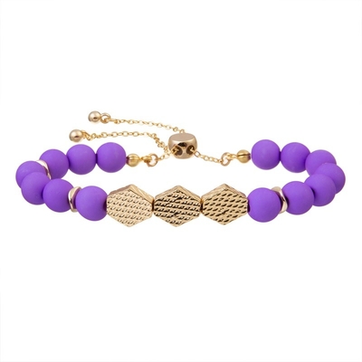 Leopard Print Round Beads With Gold Metal Beads Bracelet Adjustable Girl Gift