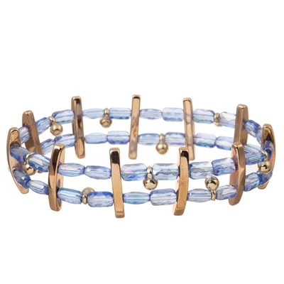 Blue Glass Seed Bead Stretchy Crystal Bracelets Dainty Stackable Handmade