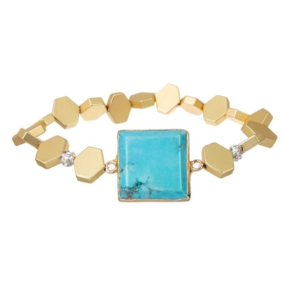 Bohemia Multi Blue Turquoise Stack Beaded Elastic Bracelet For Summer Fashion