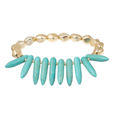 Bohemia Multi Blue Turquoise Stack Beaded Elastic Bracelet For Summer Fashion