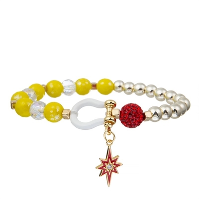 Yellow Glass Beaded Stacking Bracelets Unisex Stretchy Nylon Thread