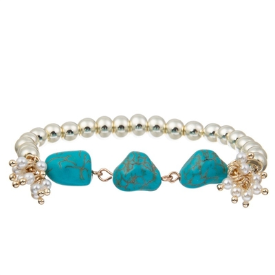 Three Heart Shape Natural Turquoise Bracelet Adjustable Mental Health Gift