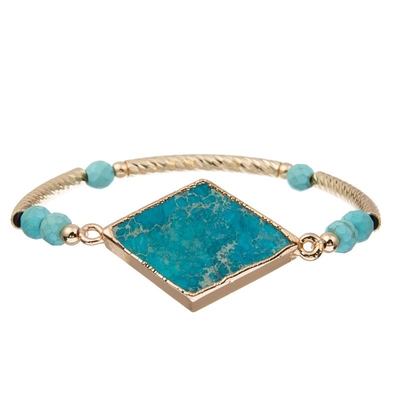 Inner Peace Balance Turquoise Healing Bracelet Natural Diamond Shaped