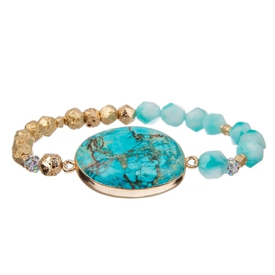 Black Line Natural Turquoise Beads Energy Protection Bracelet Mental Health Gift