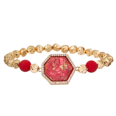 Spring collection Natural Red Turquoise Handmade Beads Bracelet Elastic