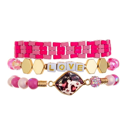 Customize Love Letter Beads Minimalist Stretchy Bracelet Stackable Handmade Dainty