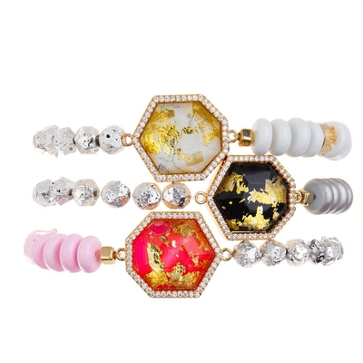 White Turquoise Elastic Handmade Beads Bracelet For Spring Collection