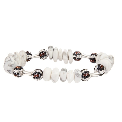 Lady White Natural Turquoise Bracelets Customized With Shine Rock Ball