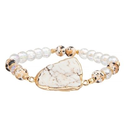 White Turquoise Natural Stone Handmade Beaded Bracelet Elastic Customized