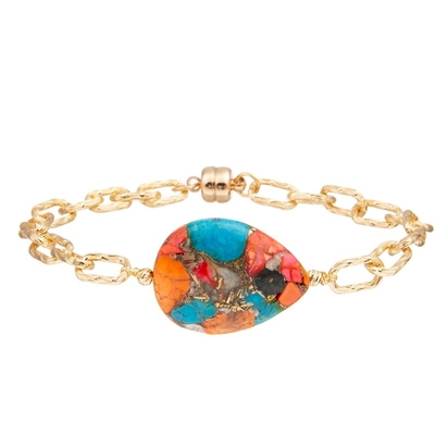 Shine Turqupise Beads Gold Chain Bracelet