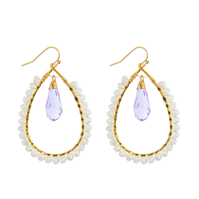 Grape Seeds Drop Shaped Handmade Beads Earring Multi Colors