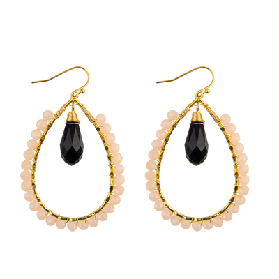 Grape Seeds Drop Shaped Handmade Beads Earring Multi Colors