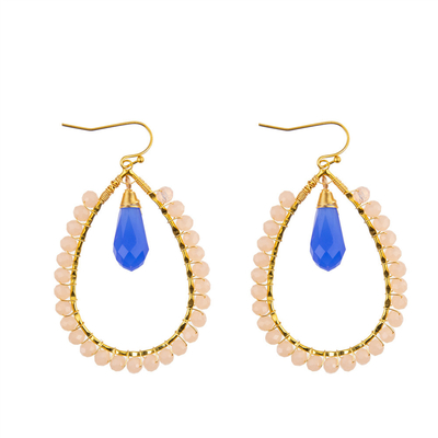 Grape Seeds Drop Shaped Handmade Beads Earring Multi Colors