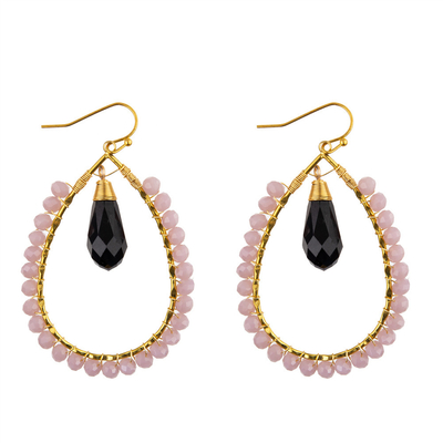 Grape Seeds Drop Shaped Handmade Beads Earring Multi Colors