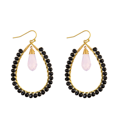 Grape Seeds Drop Shaped Handmade Beads Earring Multi Colors