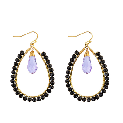 Grape Seeds Drop Shaped Handmade Beads Earring Multi Colors