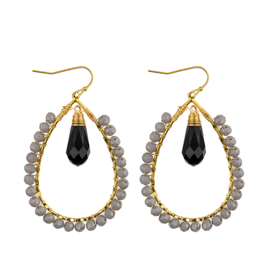 Grape Seeds Drop Shaped Handmade Beads Earring Multi Colors