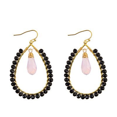 Grape Seeds Drop Shaped Handmade Beads Earring Multi Colors