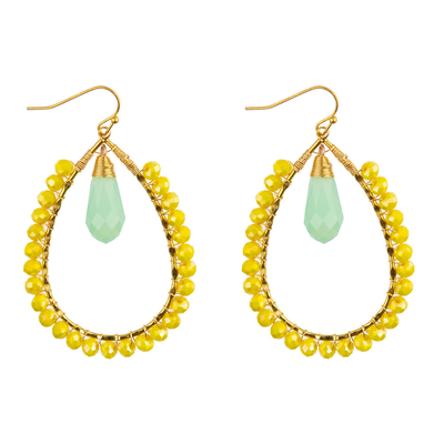 Grape Seeds Drop Shaped Handmade Beads Earring Multi Colors