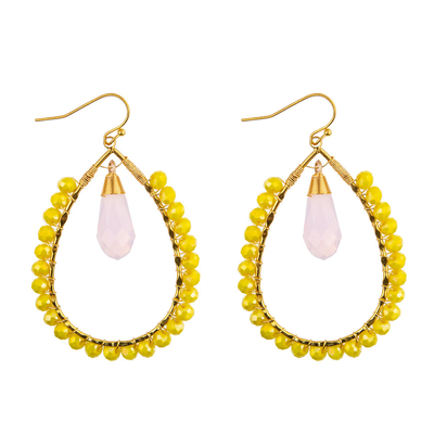 Grape Seeds Drop Shaped Handmade Beads Earring Multi Colors