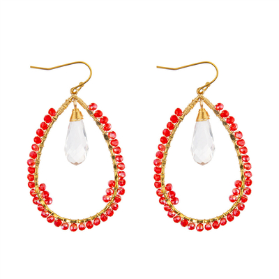 Grape Seeds Drop Shaped Handmade Beads Earring Multi Colors