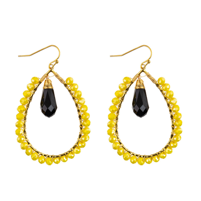 Grape Seeds Drop Shaped Handmade Beads Earring Multi Colors