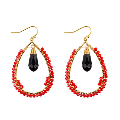 Grape Seeds Drop Shaped Handmade Beads Earring Multi Colors