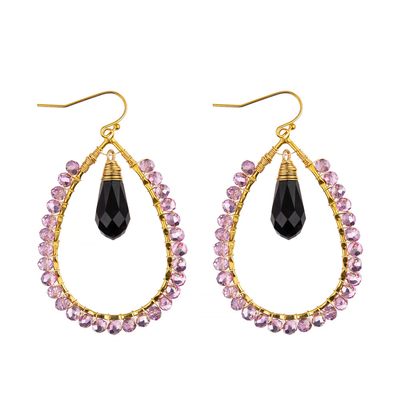 Grape Seeds Drop Shaped Handmade Beads Earring Multi Colors