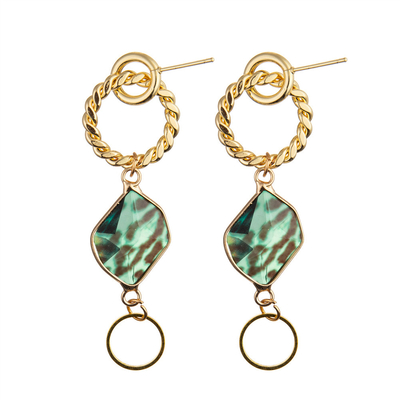 Matte Gold Plated Resin Dangle Pendant Earrings Retro Simple Hong Kong Style