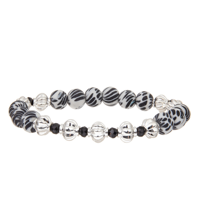 Custom Handmade Zebra Stripe Charm Stone Bracelet For Ladies Jewelry Accessories