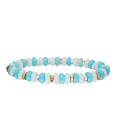 Amazonite Beach Gemstone Handmade Pave Beads Bracelets Stretch Multicolor Adjustable