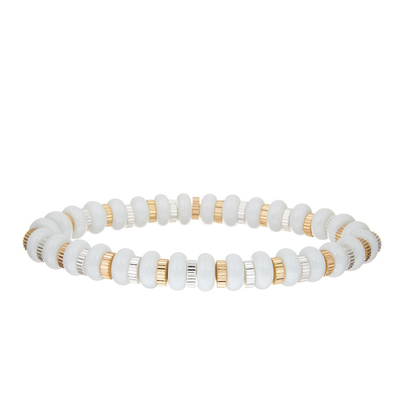 Amazonite Beach Gemstone Handmade Pave Beads Bracelets Stretch Multicolor Adjustable