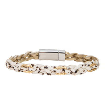 Women'S Genuine Leather Braided Bracelet Handmade with Magnetic Clasp
