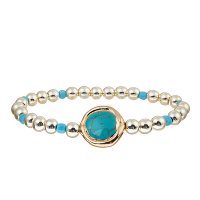 Handmade Gold Plated Hematite Beads Elastic Copper Bracelet For Women